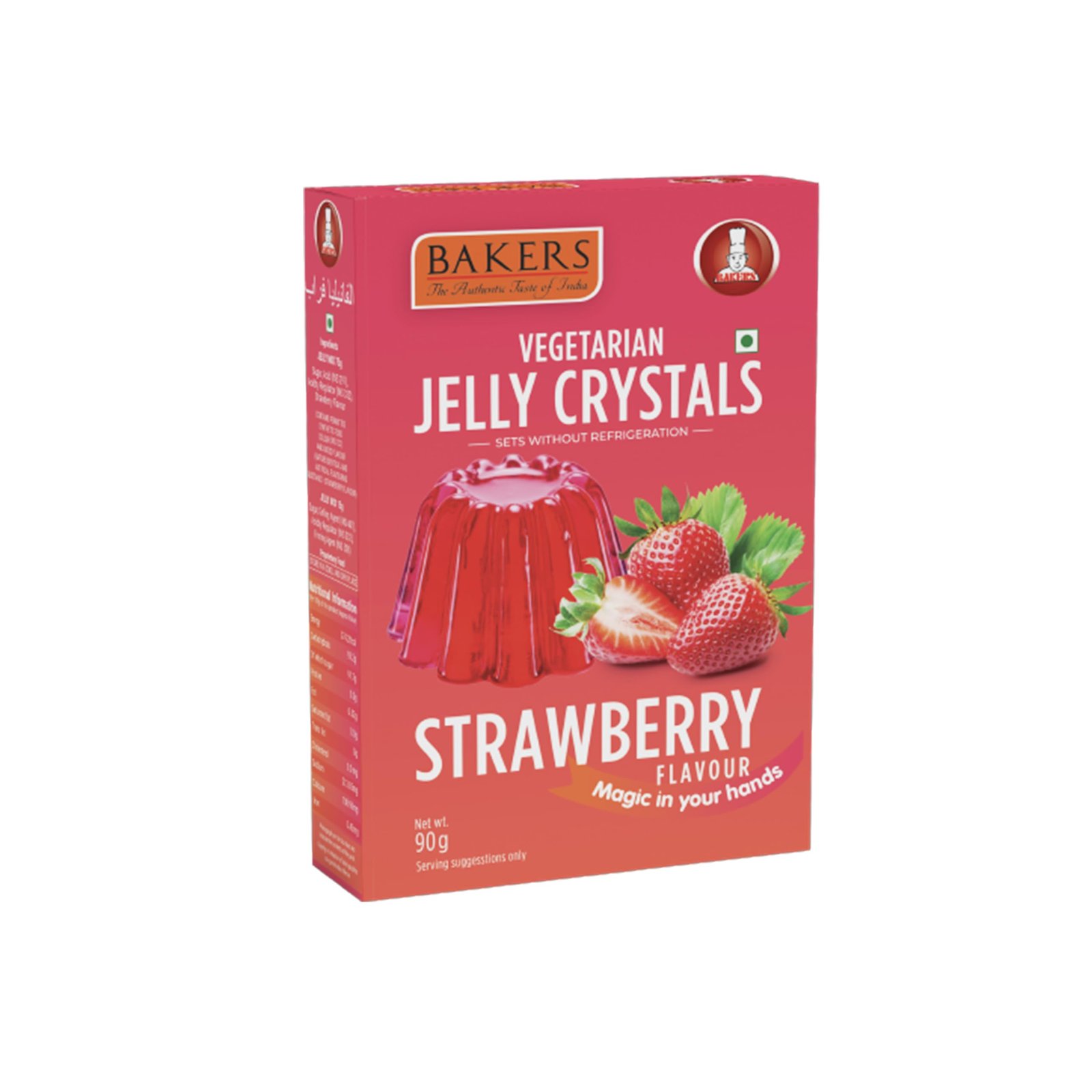 BAKERS VEGETARIAN JELLY CRYSTALS STRAWBERRY FLAVOUR 90GM