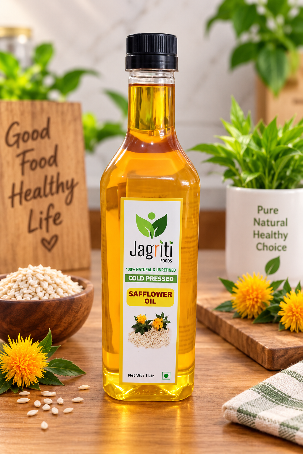 JAGRITI FOODS SAFFLOWER OIL 1LTR