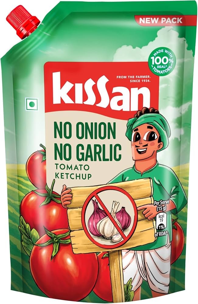KISSAN NO ONION NO GARLIC TOMATO KETCHUP 415GM