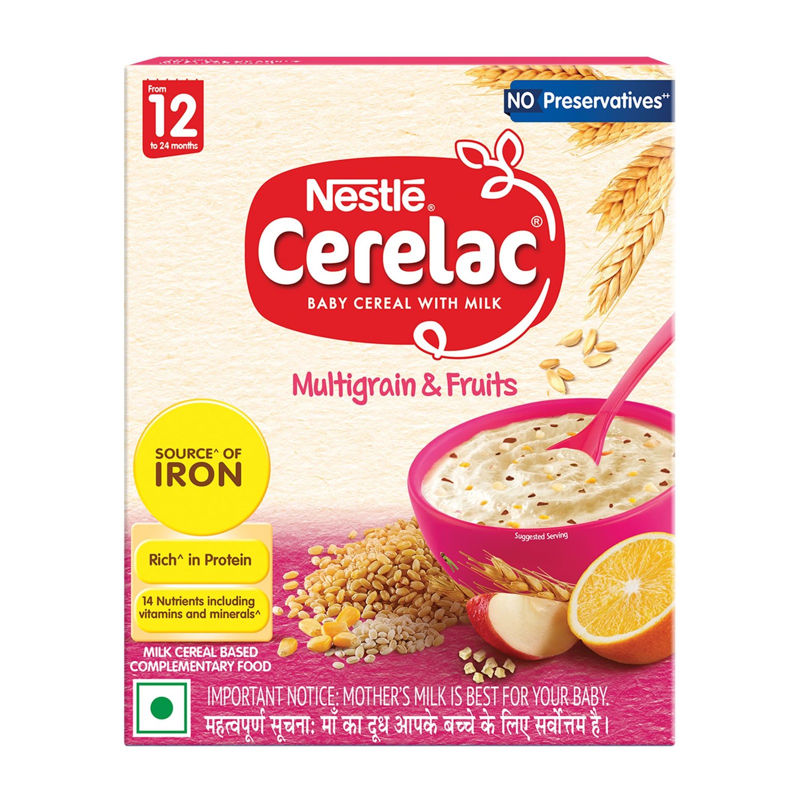 NESTLE CERELAC MULTIGRAIN & FRUITS IRON 12 TO 24 MONTHS 300G