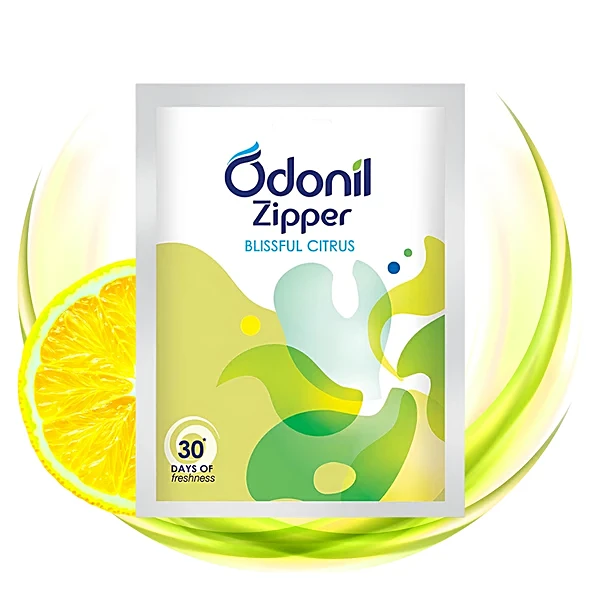ODONIL ZIPPER BLISSFUL CITRUS BATHROOM FRESHENER 10G
