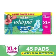 WHISPER XL+HEAVY FLOW 45PADS