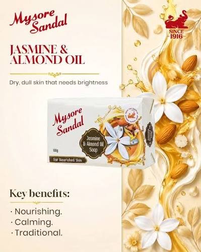 MYSORE SANDAL JASMINE & ALMOND OIL SOAP 400G