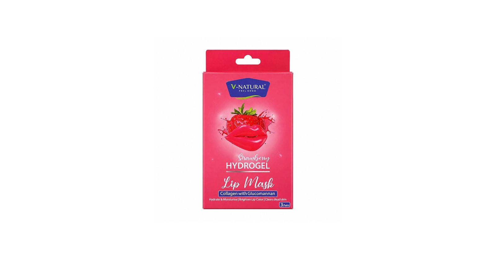 V-NATURAL STRAWBERRY HYDROGEL LIP MASK 3 PAIRS